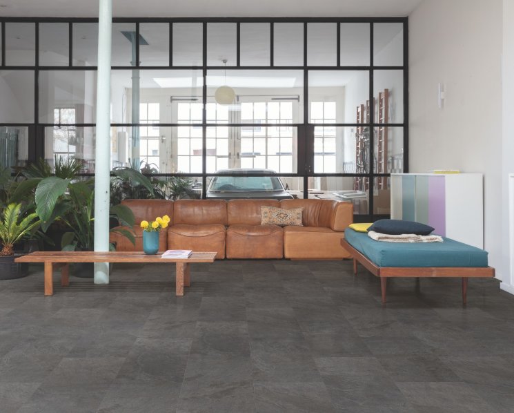 Плитка пвх Quick-Step Alpha Vinyl ORO BASE Сланец чёрный AVSTT40035